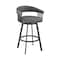 Armen Living Chelsea 29" Swivel Bar Stool with Matte Black Finish and Vintage Gray Faux Leather LCCSBAMBVG30 - alternate 1